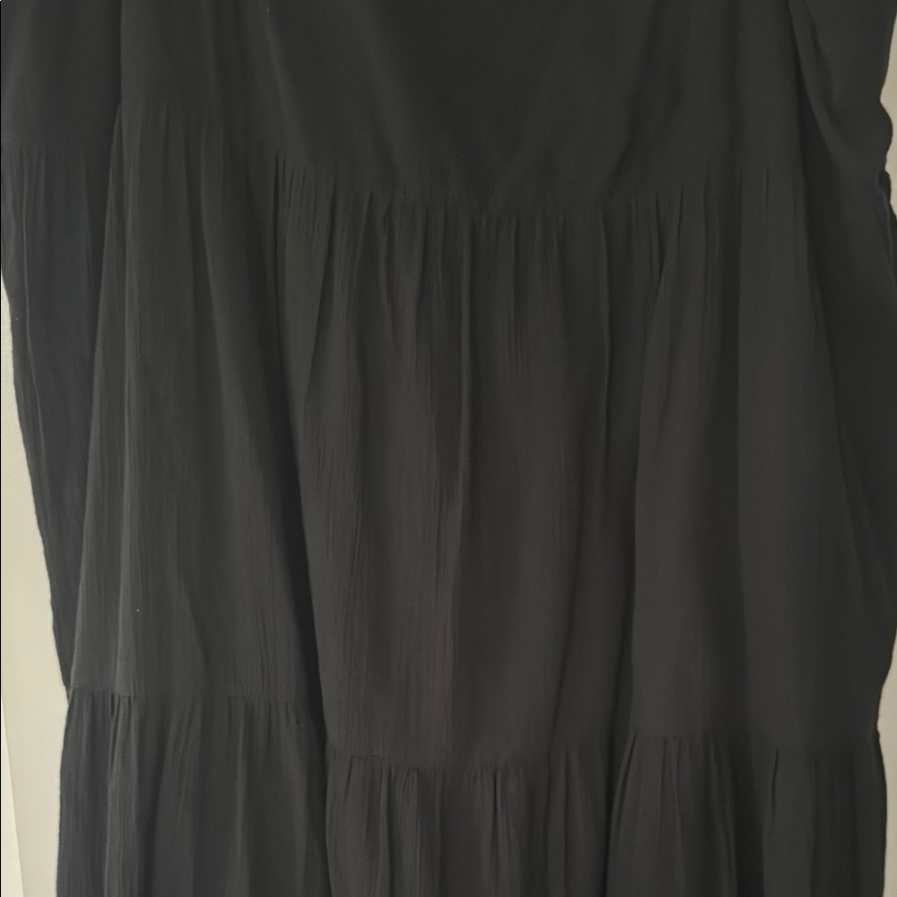 Madewell Tie Strap Tiered Midi Black Dress - Picture 8 of 9